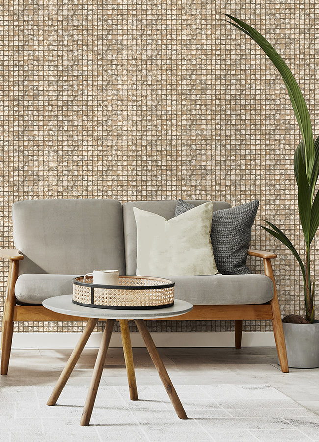 Kingsley Neutral Tiled Wallpaper  | Brewster Wallcovering - The WorkRm