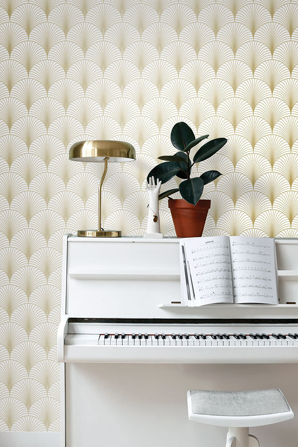 Lempicka White Art Deco Motif Wallpaper  | Brewster Wallcovering - The WorkRm