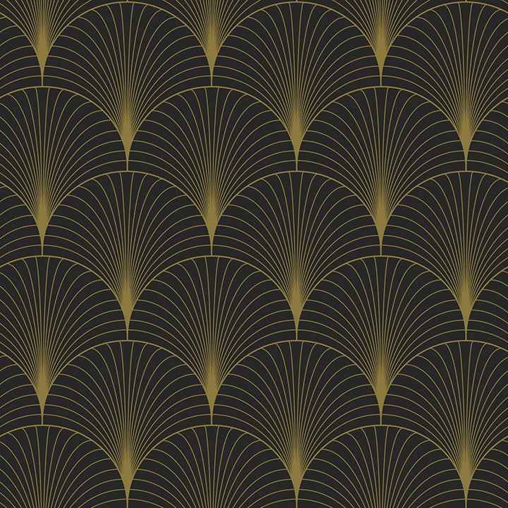 Lempicka Black Art Deco Motif Wallpaper - York Wallcoverings - DD139457
