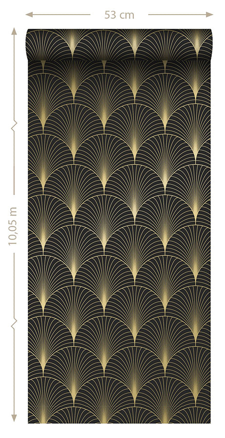 Lempicka Black Art Deco Motif Wallpaper - Brewster Wallcovering