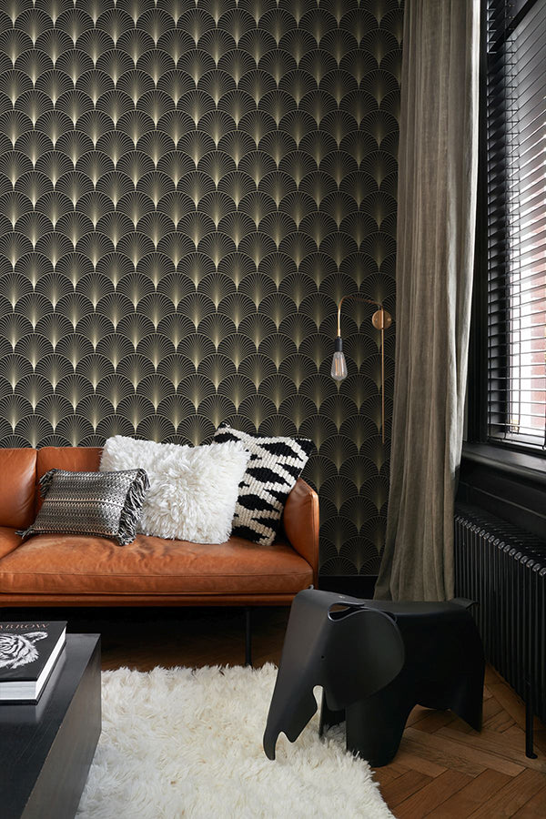 lempicka-black-art-deco-motif-wallpaper-york-wallcoverings-dd139457 - York Wallcoverings Wallpaper