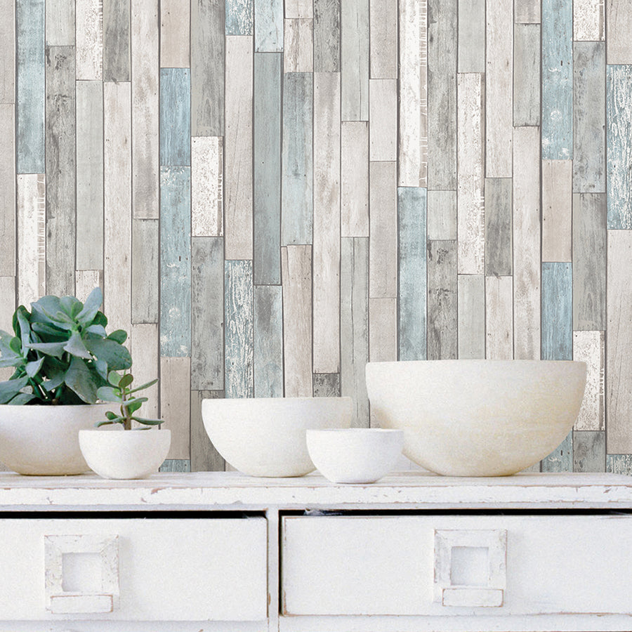 Weathered Plank Caspian Peel and Stick Wallpaper - Brewster Wallcovering