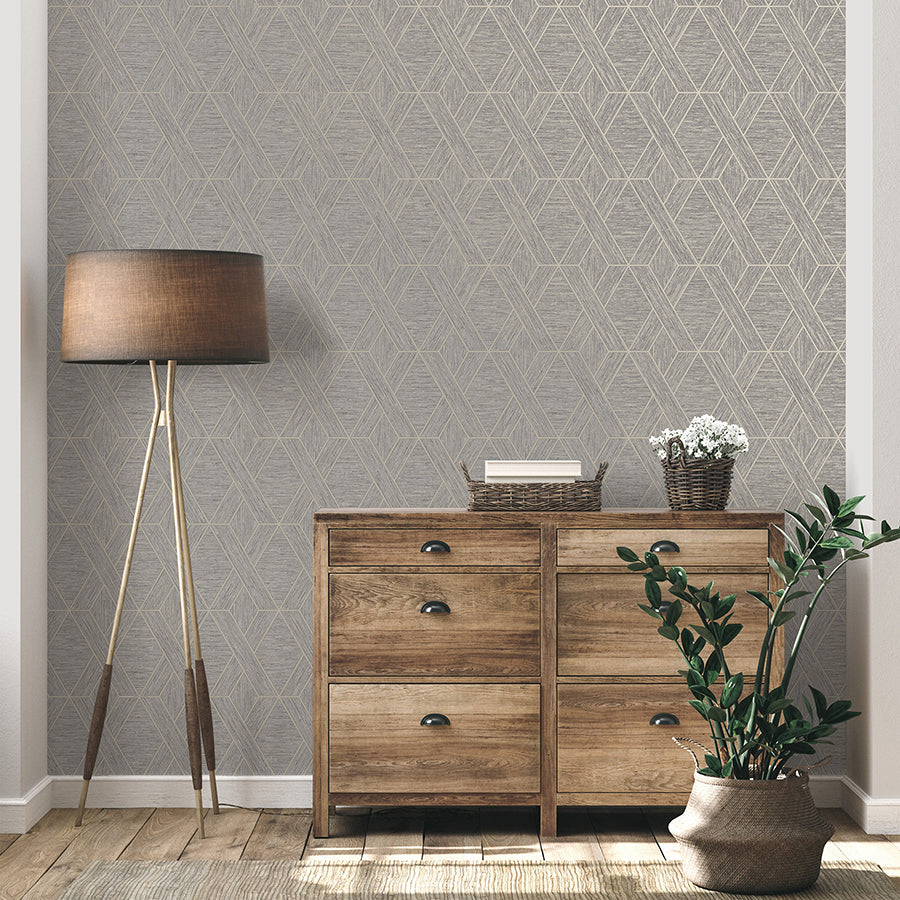 Malcolm Grey Geo Wallpaper - York Wallcoverings - FD43152 - York Wallcoverings Wallpaper