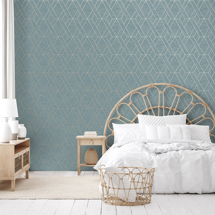 Malcolm Teal Geo Wallpaper - York Wallcoverings - FD43154 - York Wallcoverings Wallpaper
