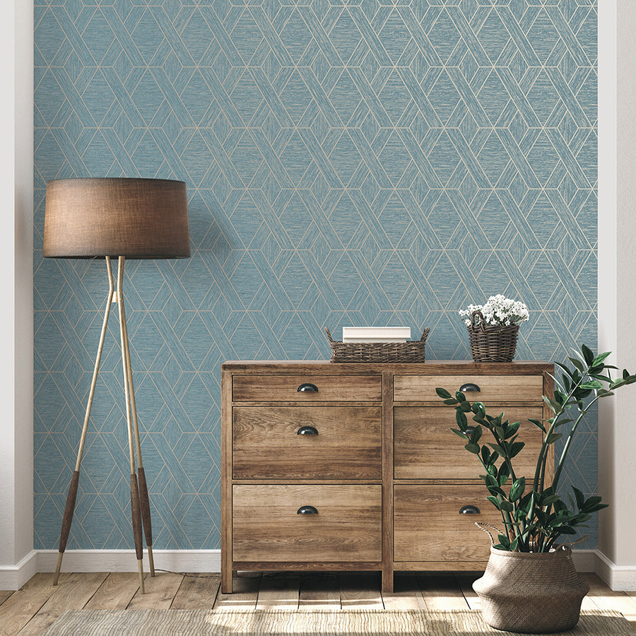 Malcolm Teal Geo Wallpaper - York Wallcoverings - FD43154 - York Wallcoverings Wallpaper