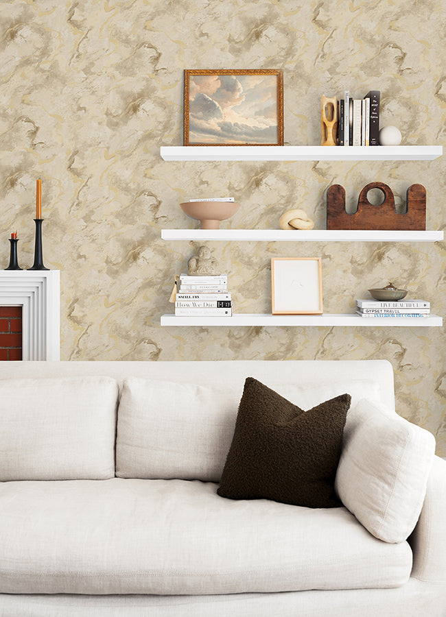 Silenus Gold Marbled Wallpaper  | Brewster Wallcovering - The WorkRm