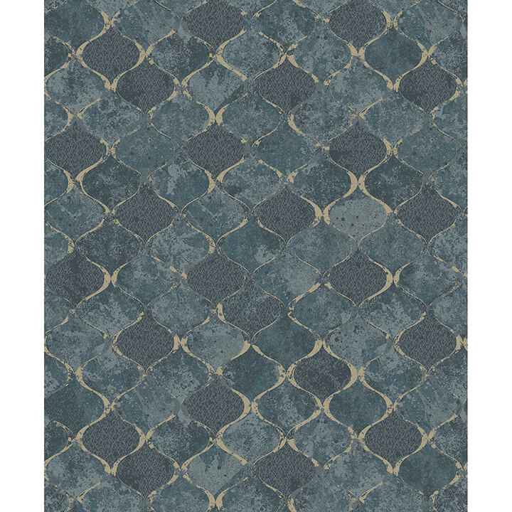 Pilak Blue Ogee Tile Wallpaper - York Wallcoverings - 4105-86607 - York Wallcoverings Wallpaper