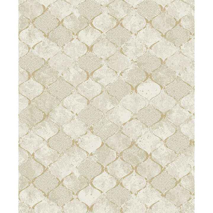 Pilak Gold Ogee Tile Wallpaper - York Wallcoverings - 4105-86609