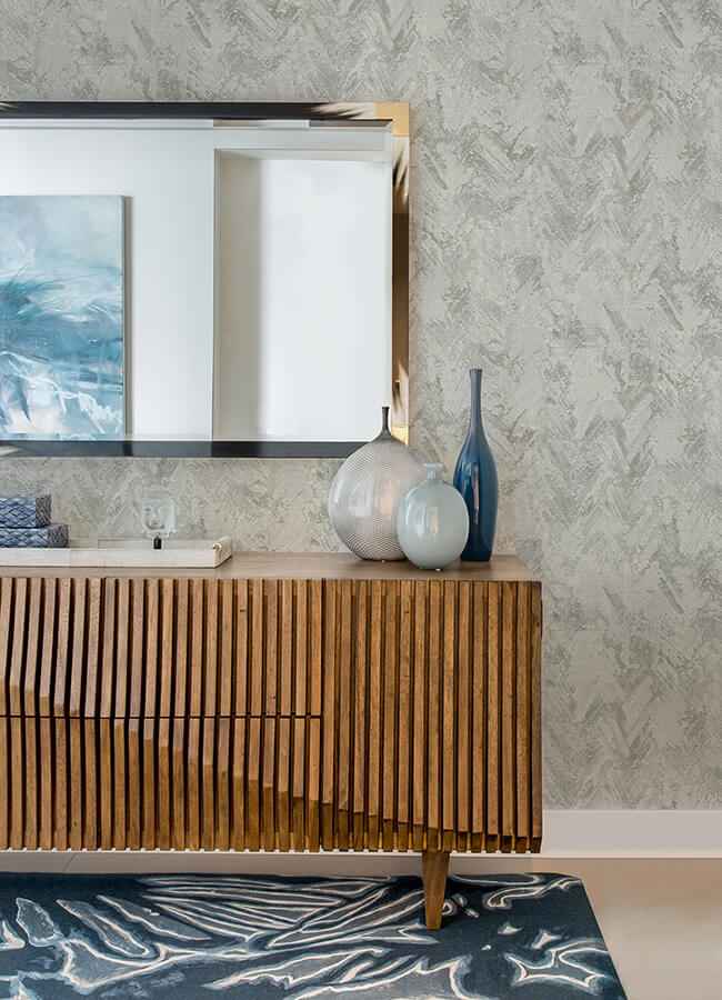 Amesemi Light Grey Distressed Herringbone Wallpaper - York Wallcoverings - 4105-86610 - York Wallcoverings Wallpaper