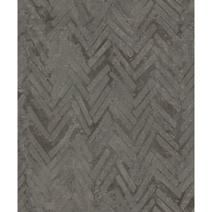 amesemi-dark-grey-distressed-herringbone-wallpaper-york-wallcoverings-4105-86611 - York Wallcoverings Papel pintado