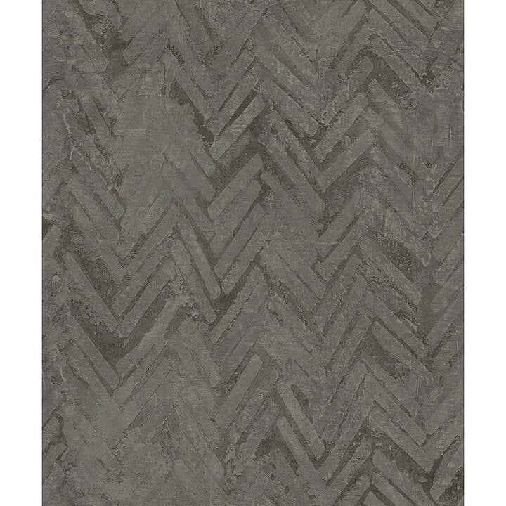 Amesemi Dark Grey Distressed Herringbone Wallpaper - York Wallcoverings - 4105-86611 - York Wallcoverings Wallpaper