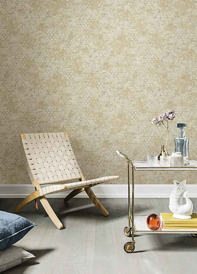 Zilarra Taupe Abstract Snakeskin Wallpaper - York Wallcoverings - 4105-86617 - York Wallcoverings Wallpaper