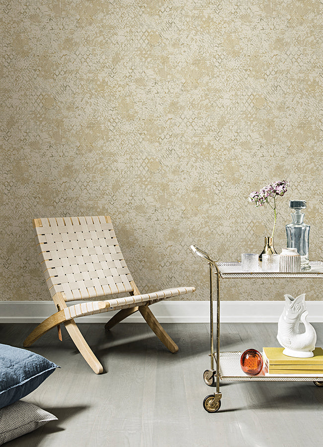 Zilarra Taupe Abstract Snakeskin Wallpaper - Brewster Wallcovering