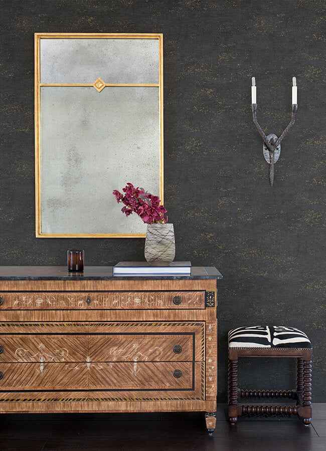 Elatha Charcoal Gilded Texture Wallpaper - York Wallcoverings - 4105-86623 - York Wallcoverings Wallpaper