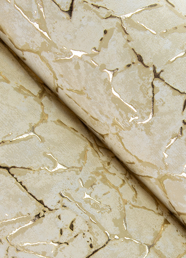 Soma Gold Metallic Crackling Wallpaper  | Brewster Wallcovering - The WorkRm