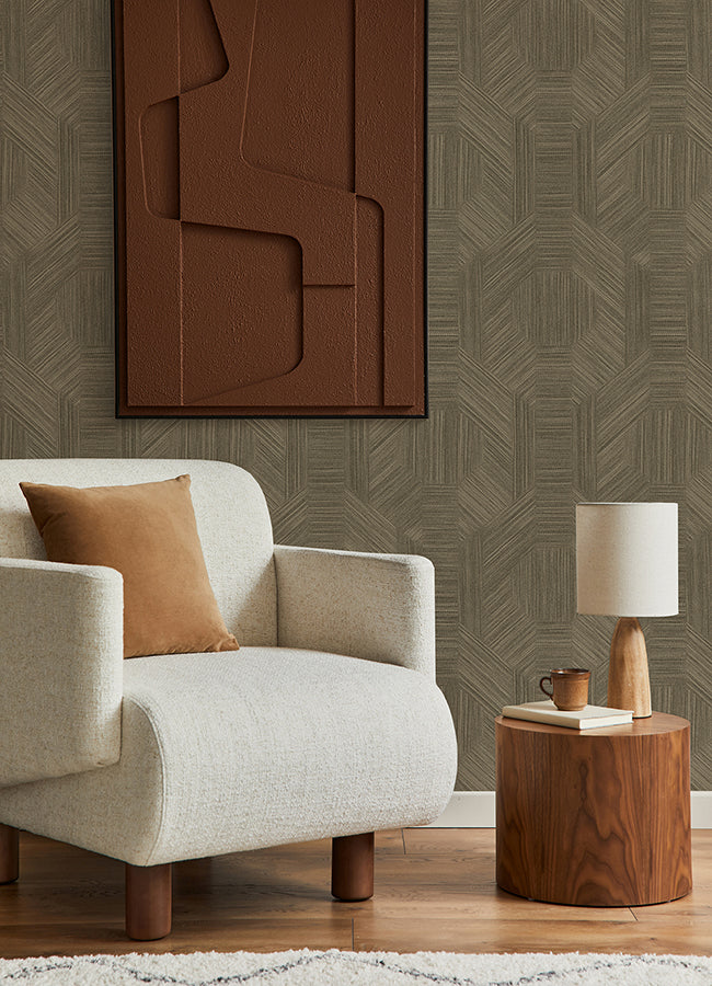 Ladon Brown Metallic Texture Wallpaper  | Brewster Wallcovering - The WorkRm