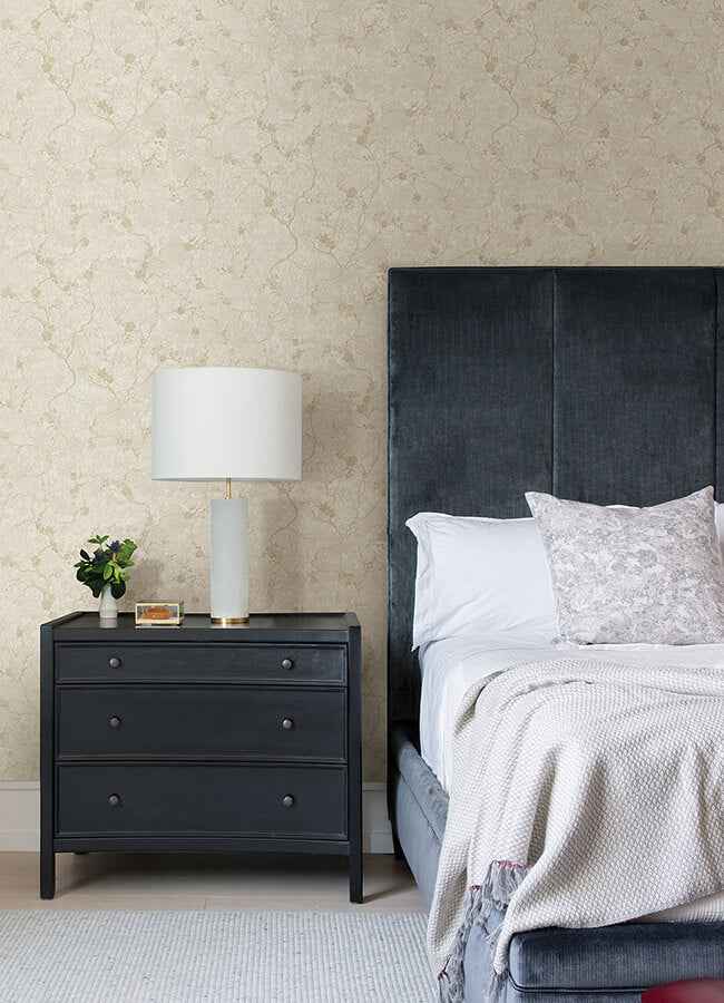 Mahina Pearl Floral Vine Wallpaper - York Wallcoverings - 4105-86648 - York Wallcoverings Wallpaper