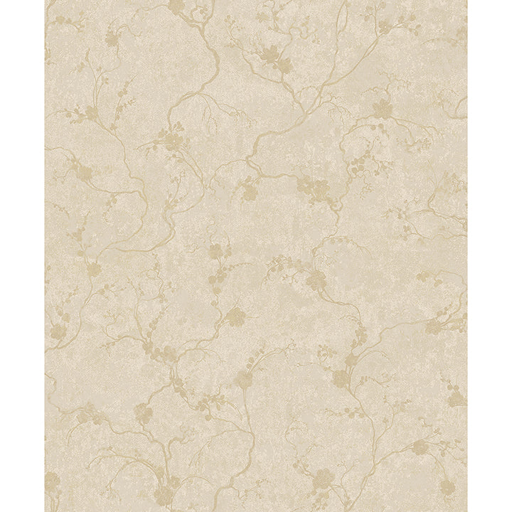 Brewster Wallcovering-Mahina Gold Floral Vine Wallpaper