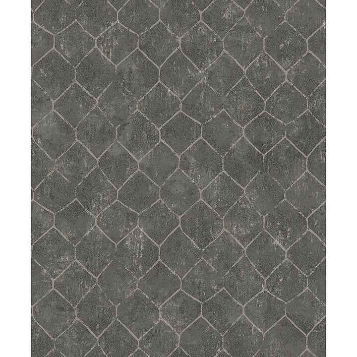 Rauta Pewter Hexagon Tile Wallpaper - York Wallcoverings - 4105-86654 - York Wallcoverings Wallpaper