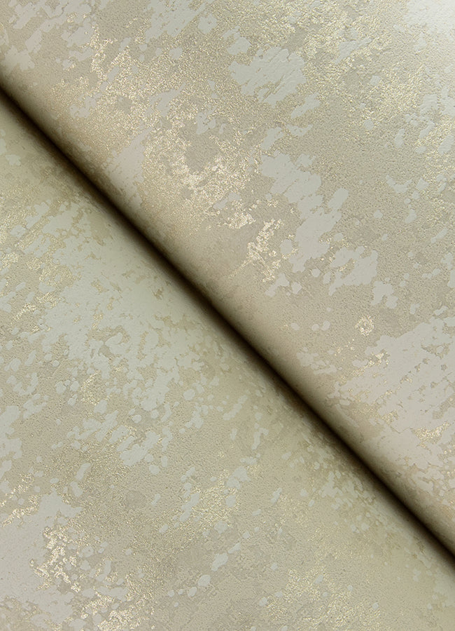 Haliya Champagne Metallic Plaster Wallpaper - Brewster Wallcovering