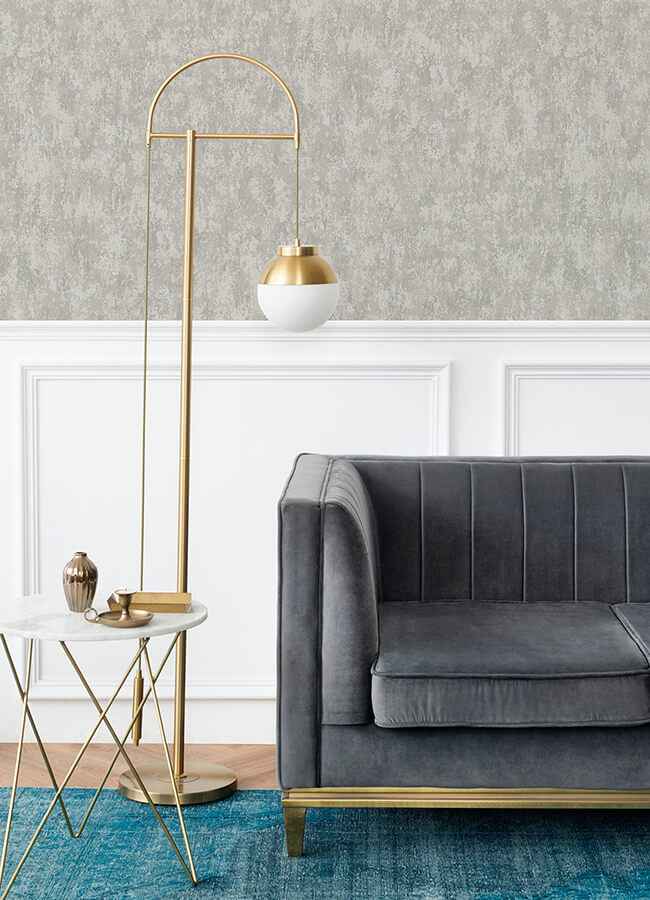 Haliya Silver Metallic Plaster Wallpaper - York Wallcoverings - 4105-86661 - York Wallcoverings Wallpaper