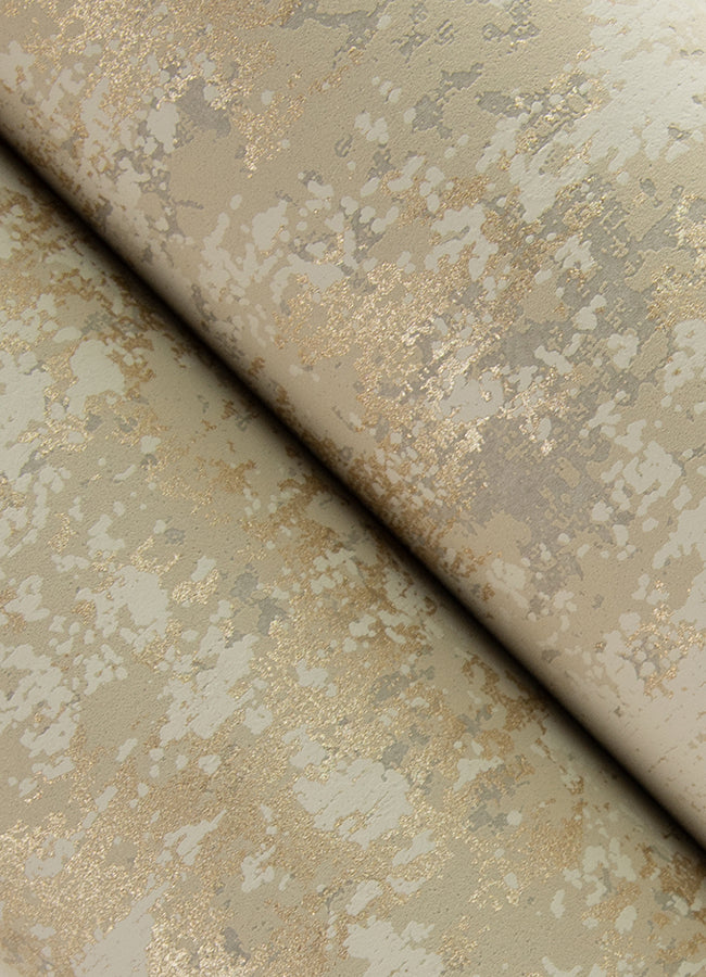 Haliya Gold Metallic Plaster Wallpaper  | Brewster Wallcovering - The WorkRm