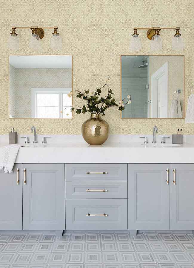 Khauta Gold Floral Geometric Wallpaper - York Wallcoverings - 4105-86664 - York Wallcoverings Wallpaper