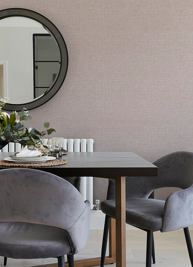 Tuckernuck Pink Linen Wallpaper - Brewster Wallcovering