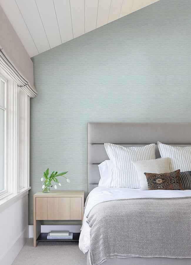 Agave Sky Blue Faux Grasscloth Wallpaper - York Wallcoverings - 4046-24283 - York Wallcoverings Wallpaper