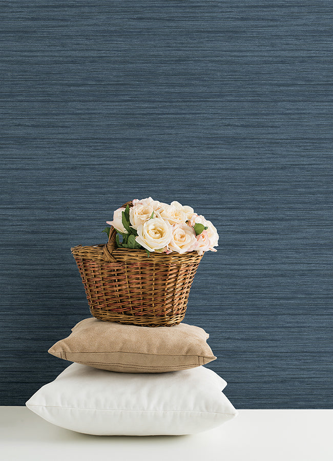 Barnaby Indigo Texture Wallpaper - Brewster Wallcovering