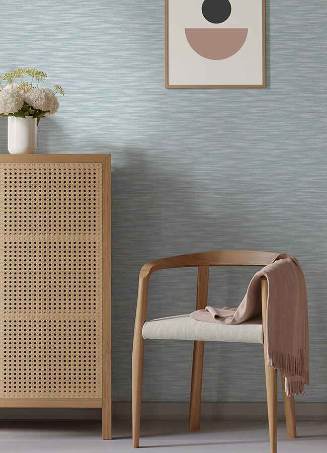Benson Light Blue Faux Fabric Wallpaper - York Wallcoverings - 4046-26153 - York Wallcoverings Wallpaper