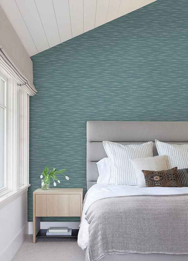 Benson Dark Blue Faux Fabric Wallpaper - York Wallcoverings - 4046-26154 - York Wallcoverings Wallpaper