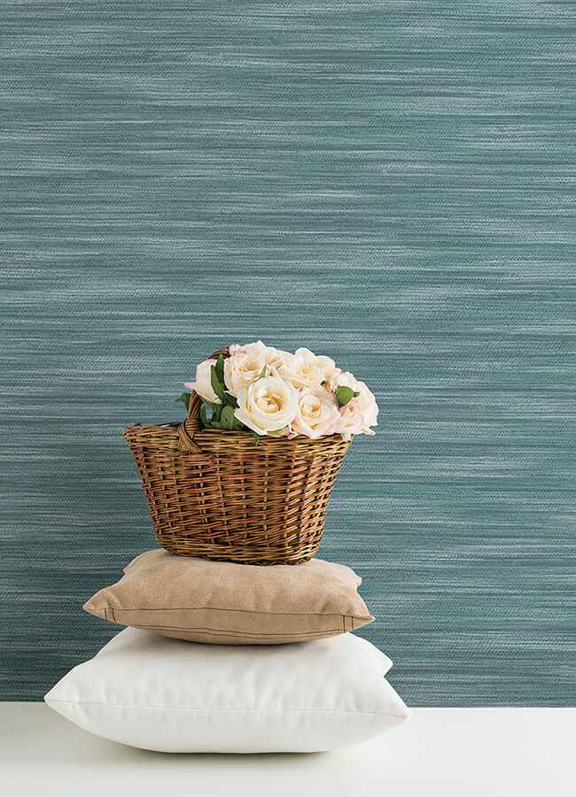 Benson Dark Blue Faux Fabric Wallpaper - York Wallcoverings - 4046-26154 - York Wallcoverings Wallpaper