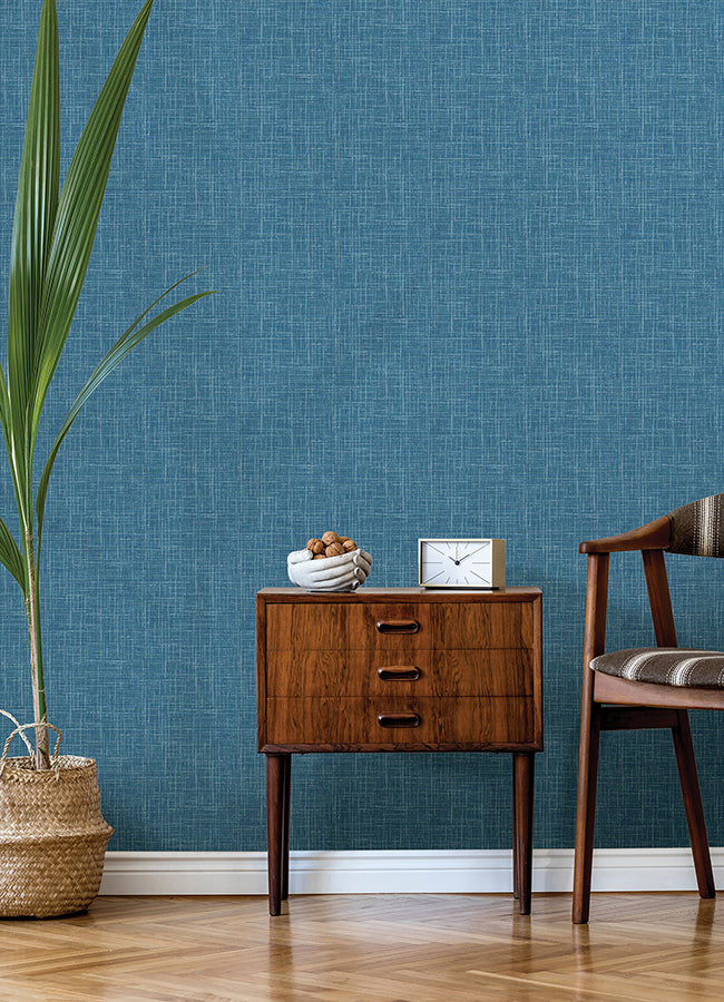 Emerson Blue Linen Wallpaper  | Brewster Wallcovering - The WorkRm