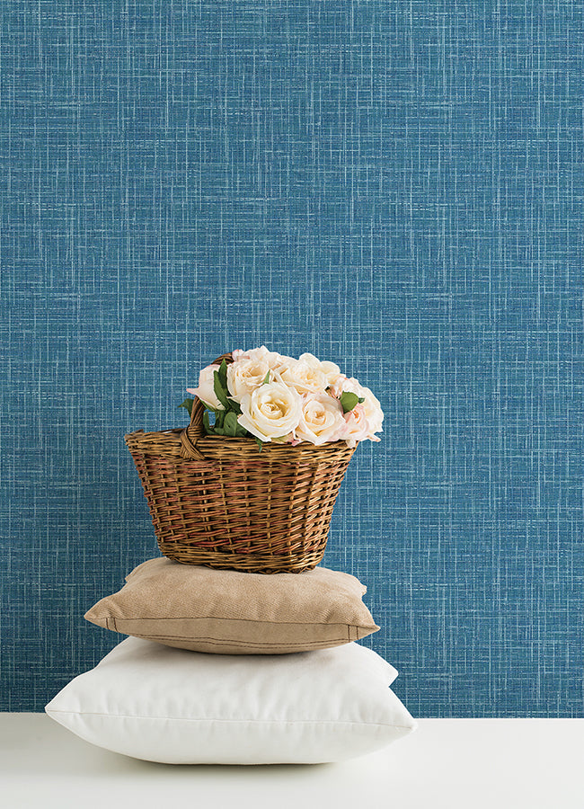 Emerson Blue Linen Wallpaper  | Brewster Wallcovering - The WorkRm