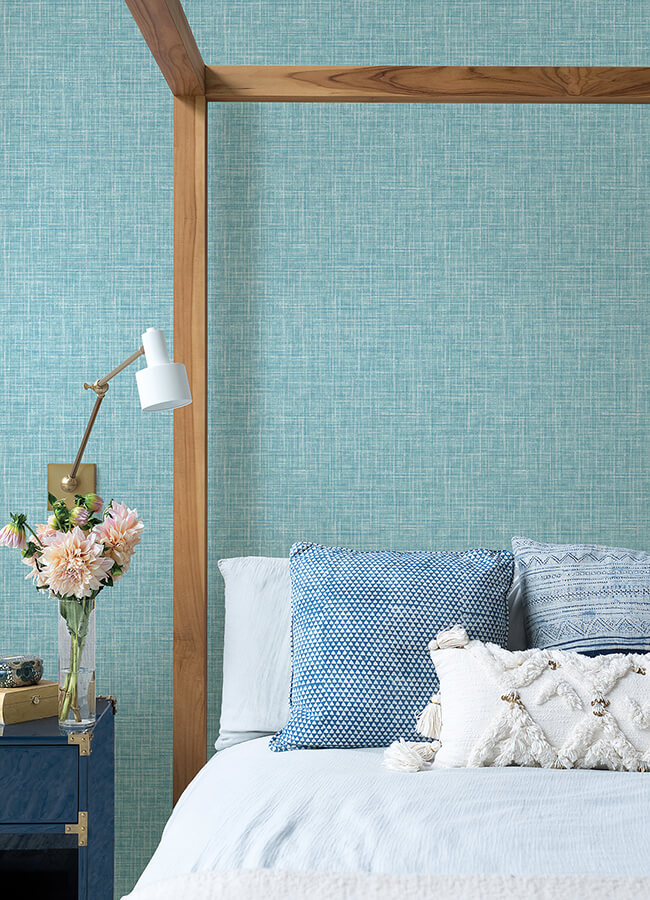 emerson-aqua-linen-wallpaper-york-wallcoverings-4046-26352 - York Wallcoverings Papel pintado