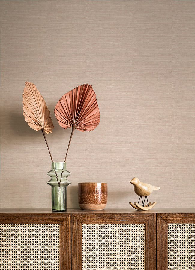 Agave Light Pink Faux Grasscloth Wallpaper  | Brewster Wallcovering