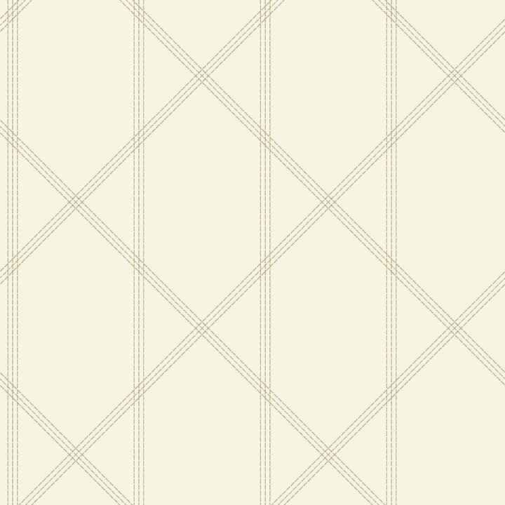 Walcott Cream Stitched Trellis Wallpaper - York Wallcoverings - 4074-26608