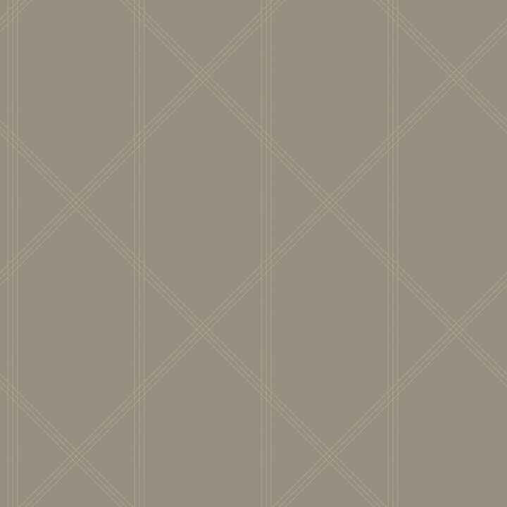 Walcott Light Grey Stitched Trellis Wallpaper - York Wallcoverings - 4074-26609