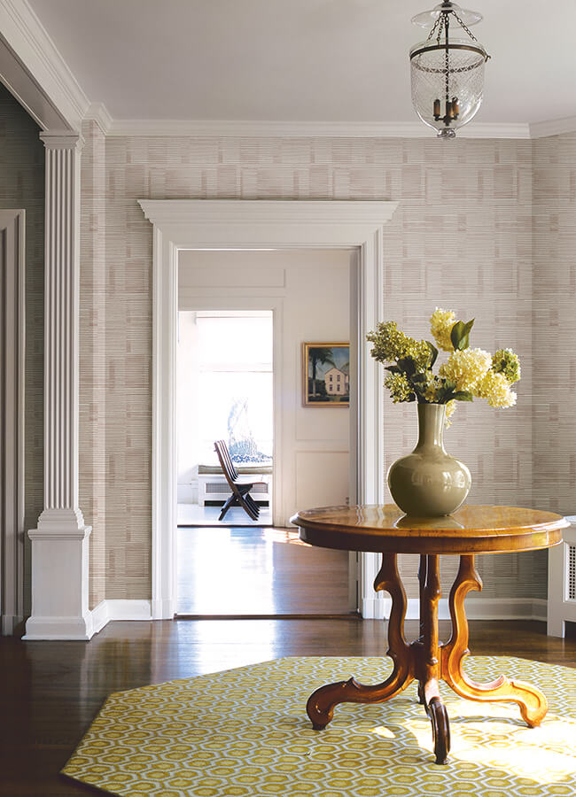 callaway-pink-woven-stripes-wallpaper-york-wallcoverings-4074-26618 - York Wallcoverings Papel pintado