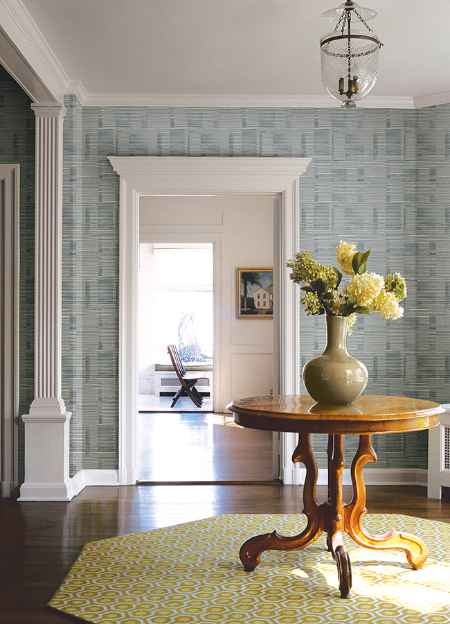 Callaway Denim Woven Stripes Wallpaper - Brewster Wallcovering