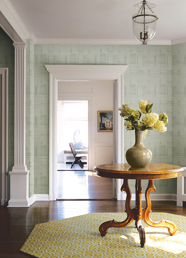 callaway-green-woven-stripes-wallpaper-york-wallcoverings-4074-26621 - York Wallcoverings Papel pintado