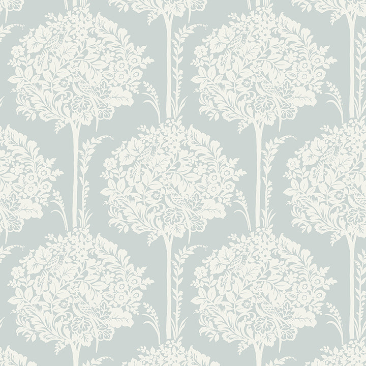 Picture of Zaria Light Blue Topiary Wallpaper