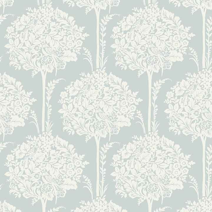 Zaria Light Blue Topiary Wallpaper - York Wallcoverings - 4074-26622