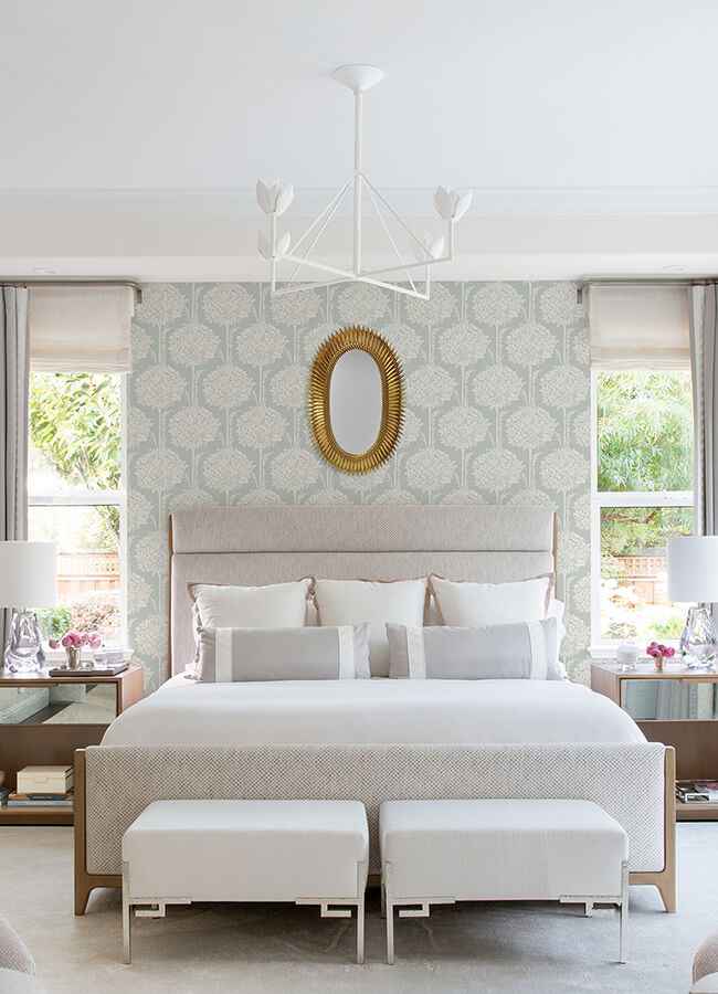 Zaria Light Blue Topiary Wallpaper - York Wallcoverings - 4074-26622 - York Wallcoverings Wallpaper