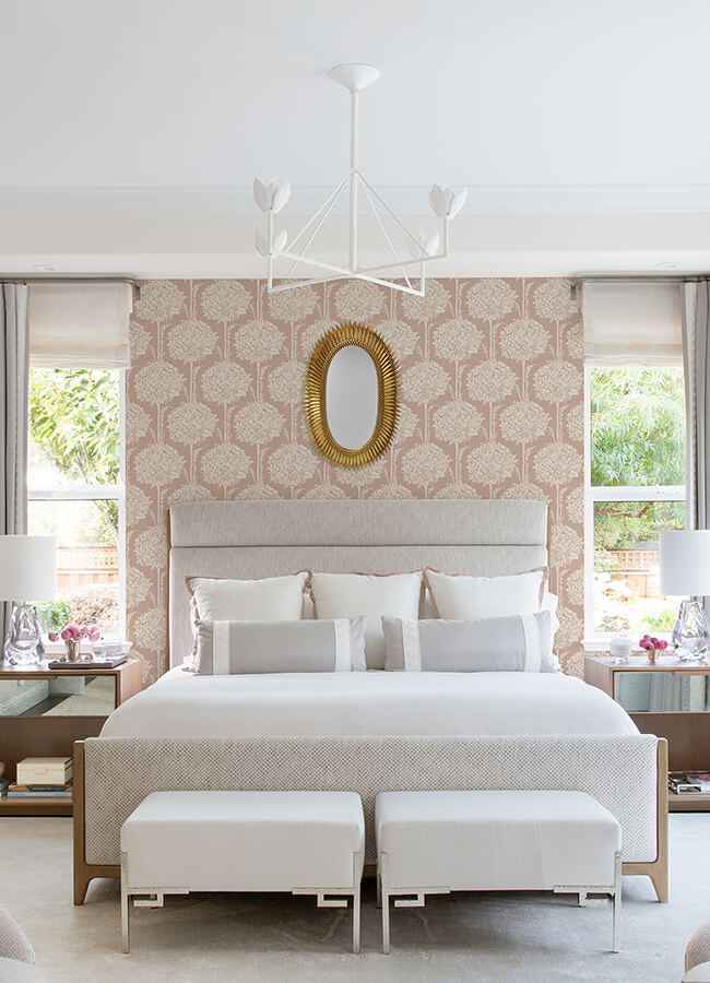 Zaria Apricot Topiary Wallpaper - York Wallcoverings - 4074-26624 - York Wallcoverings Wallpaper