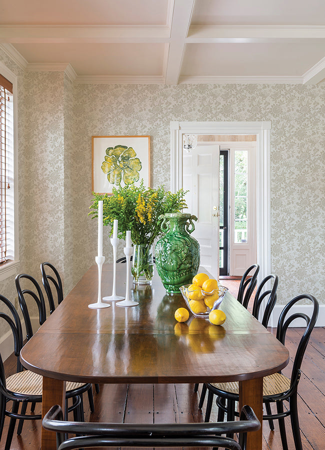 Helen Taupe Floral Trail Wallpaper  | Brewster Wallcovering - The WorkRm