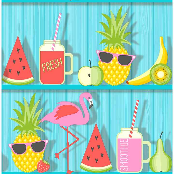 Kids Teal Tropical Shelves Wallpaper - York Wallcoverings - FD42210