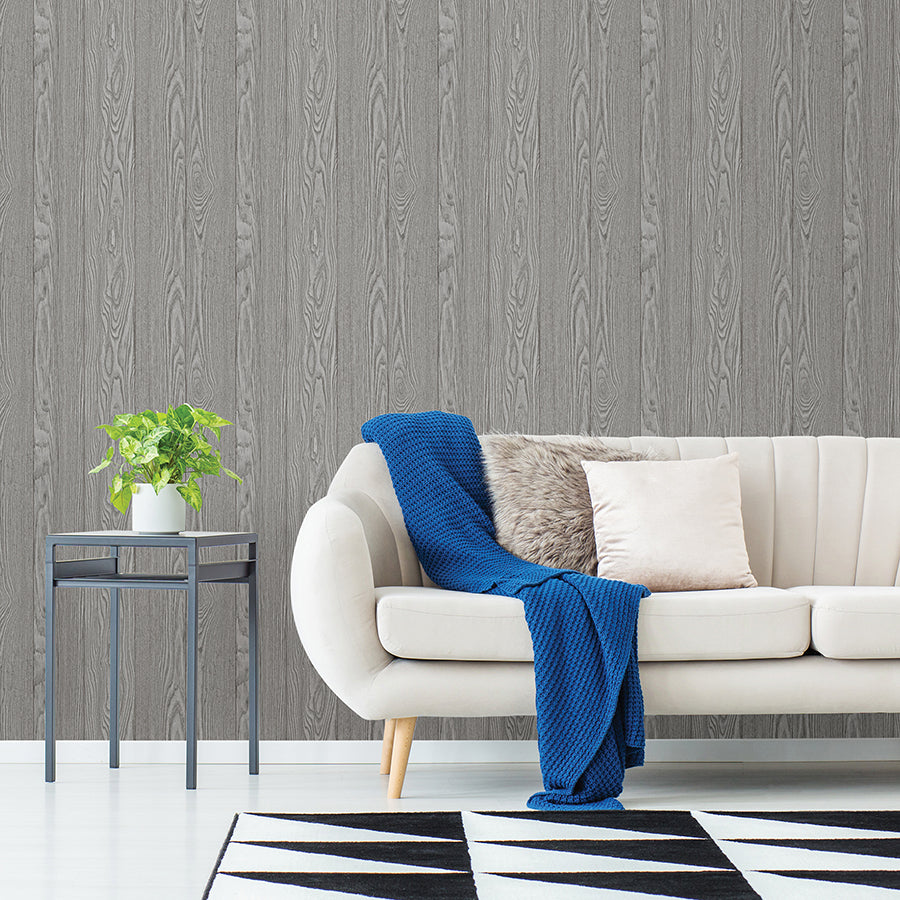 Timber Grey Peel and Stick Wallpaper - Brewster Wallcovering