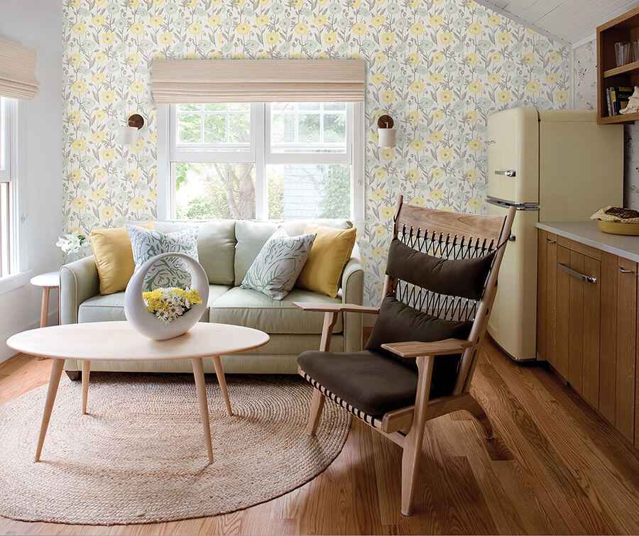 Poppy Field Aqua Peel & Stick Wallpaper - York Wallcoverings - JHS5027 - York Wallcoverings Wallpaper